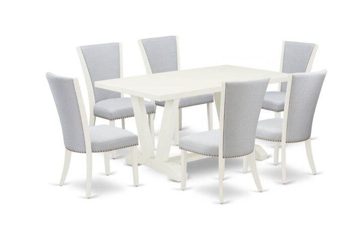 EAST WEST FURNITURE 7 - PC DINING TABLE SET INCLUDES 6 DINING ROOM CHAIRS AND DINING ROOM TABLE