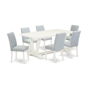 EAST WEST FURNITURE 7 - PC DINING TABLE SET INCLUDES 6 MID CENTURY MODERN CHAIRS AND RECTANGULAR BREAKFAST TABLE