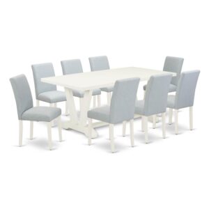 EAST WEST FURNITURE 9 - PIECE MODERN DINING TABLE SET INCLUDES 8 DINING ROOM CHAIRS AND RECTANGULAR DINING TABLE