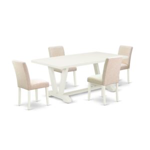 EAST WEST FURNITURE 5-PC KITCHEN TABLE SET WITH 4 DINING ROOM CHAIRS AND RECTANGULAR MODERN DINING TABLE