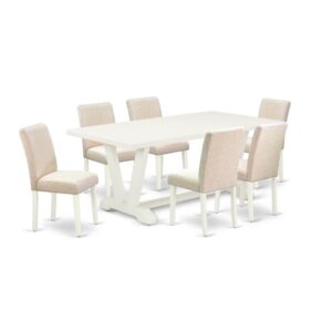 EAST WEST FURNITURE 7-PIECE DINNING ROOM TABLE SET 6 WONDERFUL PARSONS DINING ROOM CHAIRS AND DINETTE TABLE