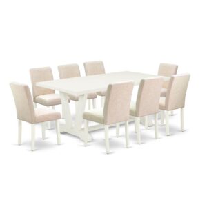 EAST WEST FURNITURE 9-PIECE KITCHEN TABLE SET 8 STUNNING DINING ROOM CHAIRS AND RECTANGULAR DINING ROOM TABLE