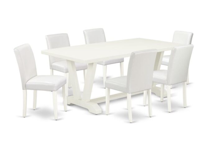 EAST WEST FURNITURE 7-PIECE KITCHEN SET WITH 6 PARSON DINING ROOM CHAIRS AND RECTANGULAR DINING TABLE