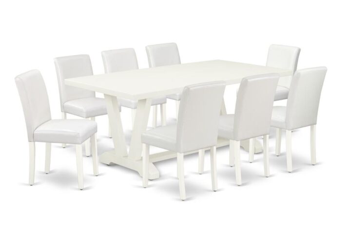 EAST WEST FURNITURE 9-PC DINING TABLE SET WITH 8 DINING CHAIRS AND KITCHEN RECTANGULAR TABLE