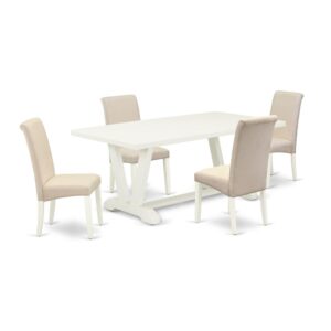 EAST WEST FURNITURE 5-PC DINING TABLE SET WITH 4 PARSON CHAIRS AND RECTANGULAR DINING ROOM TABLE