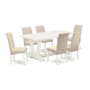 EAST WEST FURNITURE 7-PC KITCHEN SET 6 WONDERFUL DINING CHAIRS AND RECTANGULAR TABLE