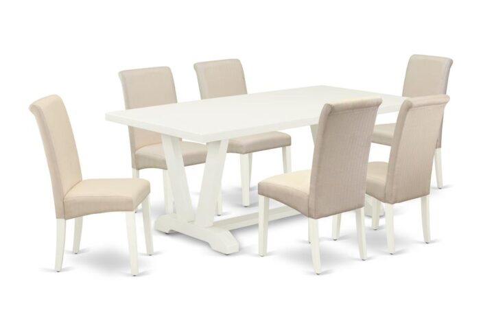 EAST WEST FURNITURE 7-PC KITCHEN SET 6 WONDERFUL DINING CHAIRS AND RECTANGULAR TABLE
