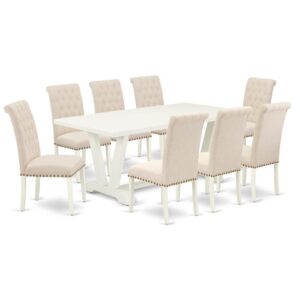 EAST WEST FURNITURE 5-PIECE KITCHEN SET 8 FANTASTIC PARSON DINING CHAIRS AND SMALL RECTANGULAR TABLE