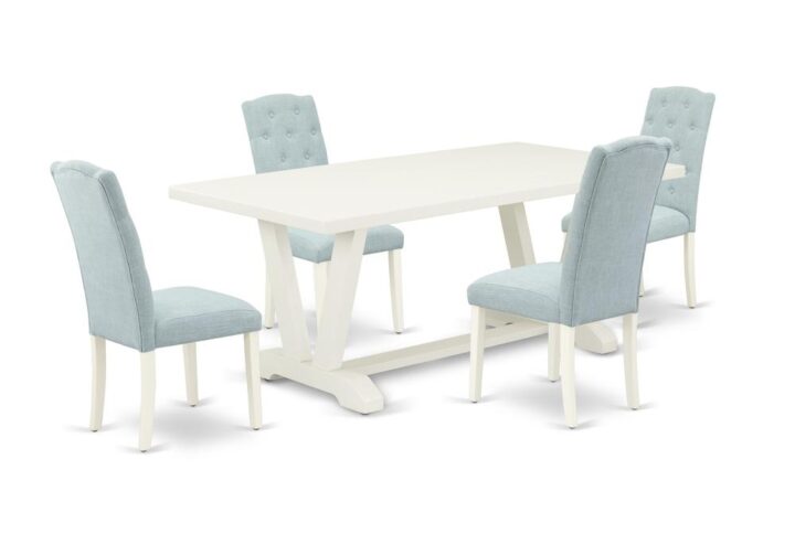 EAST WEST FURNITURE 5-Pc KITCHEN TABLE SET- 4 AMAZING DINING PADDED CHAIRS AND 1 BREAKFAST TABLE