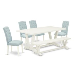 EAST WEST FURNITURE 6-PIECE DINING ROOM TABLE SET- 4 AMAZING PADDED PARSON CHAIR