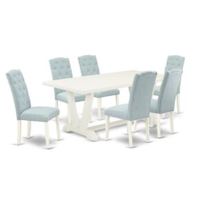 EAST WEST FURNITURE 7-PC KITCHEN ROOM TABLE SET- 6 STUNNING PARSON CHAIRS AND 1 KITCHEN TABLE