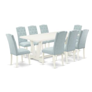EAST WEST FURNITURE 9-PC MODERN DINING SET- 8 AMAZING PARSON CHAIRS AND 1 WOOD DINING TABLE