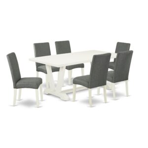 EAST WEST FURNITURE 7-PC DINETTE SET 6 AMAZING PARSON DINING CHAIRS AND RECTANGULAR KITCHEN TABLE