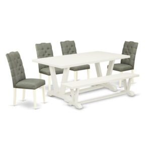 EAST WEST FURNITURE 6-PC DINING ROOM TABLE SET- 4 AMAZING UPHOLSTERED DINING CHAIRS