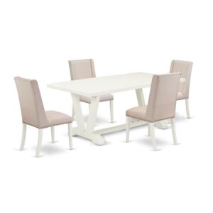EAST WEST FURNITURE 5-PIECE RECTANGULAR DINING ROOM TABLE SET WITH 4 KITCHEN PARSON CHAIRS AND KITCHEN RECTANGULAR TABLE
