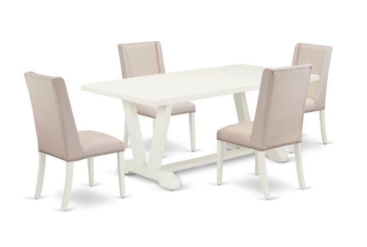 EAST WEST FURNITURE 5-PIECE RECTANGULAR DINING ROOM TABLE SET WITH 4 KITCHEN PARSON CHAIRS AND KITCHEN RECTANGULAR TABLE