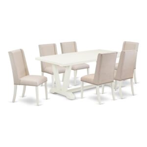 EAST WEST FURNITURE 7-PC DINING TABLE SET WITH 6 PARSON DINING CHAIRS AND rectangular TABLE