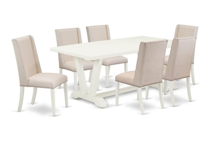 EAST WEST FURNITURE 7-PC DINING TABLE SET WITH 6 PARSON DINING CHAIRS AND rectangular TABLE