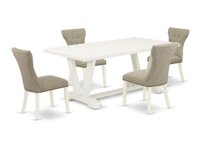 EAST WEST FURNITURE 5-PIECE DINING ROOM SET- 4 FABULOUS parson DINING ROOM CHAIRS AND 1 MODERN KITCHEN TABLE