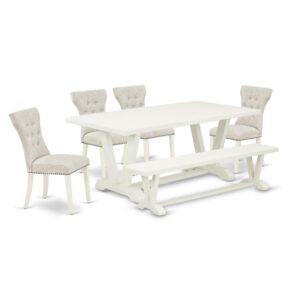 EAST WEST FURNITURE 6-PIECE MODERN DINING TABLE SET- 4 FANTASTIC DINING ROOM CHAIRS