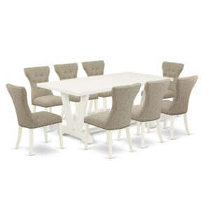 EAST WEST FURNITURE 9-PIECE DINING ROOM TABLE SET- 8 STUNNING MID CENTURY DINING CHAIRS AND 1 BREAKFAST TABLE