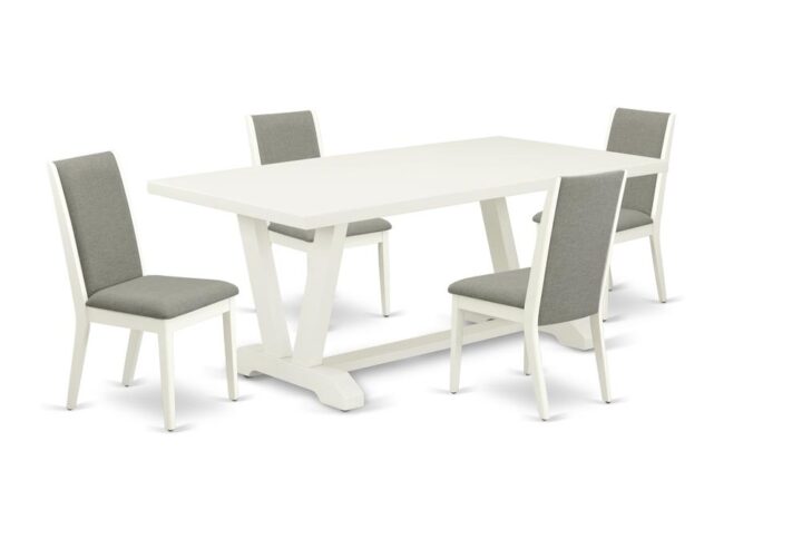 EAST WEST FURNITURE 5-PC DINING SET WITH 4 KITCHEN CHAIRS AND RECTANGULAR WOOD TABLE