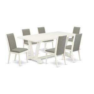 EAST WEST FURNITURE 7-PIECE MODERN DINING TABLE SET WITH 6 PARSON CHAIRS AND RECTANGULAR dining table