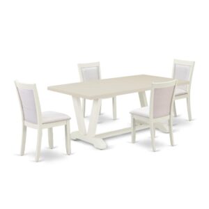 Our Eye-Catching Kitchen Table Set  Will Boost The Beauty Of Any Dining Area With Its Stylish Design And Decor. This Dinner Table Set  Consists Of An Elegant Dining Table And 4 Matching Parsons Chairs. This Kitchen Dining Table Set  Adds Some Simple And Contemporary Elegance To Your Home. Ideal For Dinette