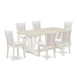 Our Eye-Catching Kitchen Table Set  Will Boost The Appearance Of Any Dining Area With Its Stylish Model And Decor. This Dining Set  Consists Of An Attractive Dining Table And 6 Matching Parson Chairs. This Dining Table Set  Adds Some Simple And Contemporary Beauty To Your Home. Ideal For Dinette