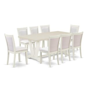 Our Eye-Catching Dining Room Table Set  Will Boost The Beauty Of Any Dining Area With Its Stylish Design And Decor. This Dining Room Set  Includes A Beautiful Dining Table And 8 Matching Modern Dining Chairs. This Kitchen Dining Table Set  Adds Some Simple And Contemporary Elegance To Your Home. Ideal For Dinette