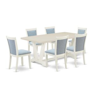 Our Eye-Catching Dining Set  Will Boost The Appearance Of Any Dining Area With Its Stylish Model And Decor. This Dinner Table Set  Contains A Mid Century Modern Table And 6 Matching Parsons Chairs. This Dining Set  Adds Some Simple And Contemporary Elegance To Your Home. Ideal For Dinette