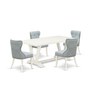 EAST WEST FURNITURE 5-Pc MODERN DINING SET- 4 FABULOUS KITCHEN PARSON CHAIRS AND 1 KITCHEN DINING TABLE