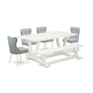 EAST WEST FURNITURE 6-PC MODERN DINING SET- 4 STUNNING PADDED PARSON CHAIR