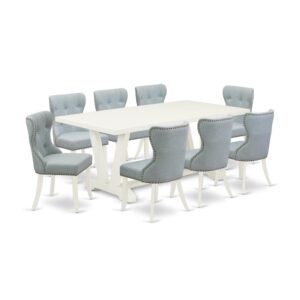 EAST WEST FURNITURE 9-PC DINING ROOM SET- 8 WONDERFUL PADDED PARSON CHAIR AND 1 KITCHEN DINING TABLE