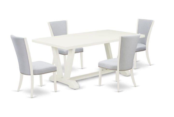EAST WEST FURNITURE 5 - PC MODERN DINING TABLE SET INCLUDES 4 MID CENTURY CHAIRS AND MODERN RECTANGULAR DINING TABLE