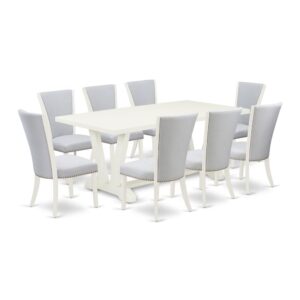 EAST WEST FURNITURE 9 - PC DINING TABLE SET INCLUDES 8 MODERN CHAIRS AND MODERN KITCHEN TABLE