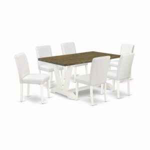 EAST WEST FURNITURE 7-PIECE DINETTE SET WITH 6 DINING CHAIRS AND rectangular TABLE