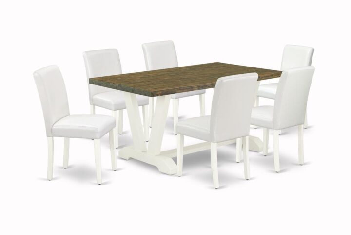 EAST WEST FURNITURE 7-PIECE DINETTE SET WITH 6 DINING CHAIRS AND rectangular TABLE
