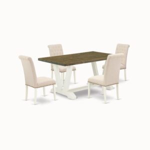 EAST WEST FURNITURE 5-PIECE DINING SET WITH 4 KITCHEN PARSON CHAIRS AND RECTANGULAR MODERN DINING TABLE