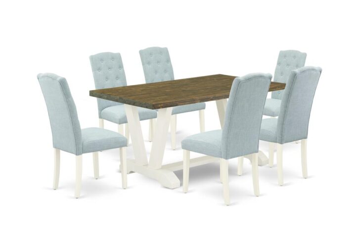 EAST WEST FURNITURE 7-PIECE KITCHEN DINING ROOM SET- 6 WONDERFUL KITCHEN PARSON CHAIRS AND 1 RECTANGULAR DINING TABLE