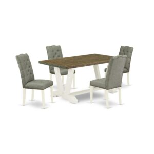 EAST WEST FURNITURE 5-Pc DINING TABLE SET- 4 FABULOUS Parson DINING ROOM CHAIRS AND 1 MODERN RECTANGULAR DINING TABLE