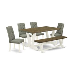 EAST WEST FURNITURE 6-PC DINING TABLE SET- 4 STUNNING DINING CHAIR