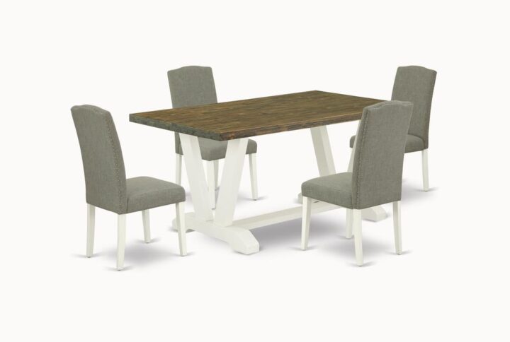 EAST WEST FURNITURE 5-PC KITCHEN SET WITH 4 PADDED PARSON CHAIRS AND RECTANGULAR DINING TABLE