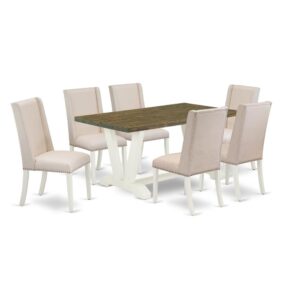 EAST WEST FURNITURE 7-PC KITCHEN SET WITH 6 PARSON CHAIRS AND RECTANGULAR WOOD DINING TABLE