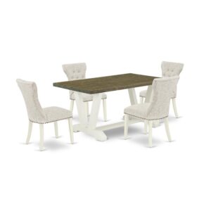 EAST WEST FURNITURE 5-PC DINETTE SET WITH 4 PADDED PARSON CHAIRS AND RECTANGULAR DINING ROOM TABLE