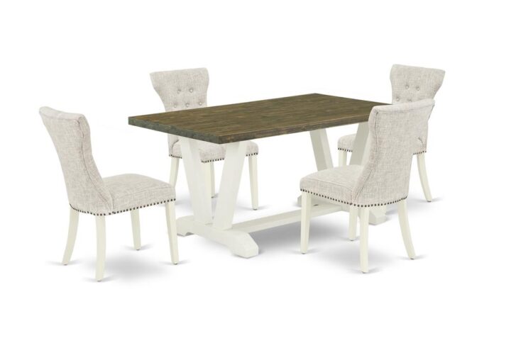 EAST WEST FURNITURE 5-PC DINETTE SET WITH 4 PADDED PARSON CHAIRS AND RECTANGULAR DINING ROOM TABLE