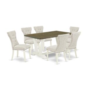 EAST WEST FURNITURE 7-PIECE KITCHEN TABLE SET 6 GORGEOUS PARSON DINING CHAIRS AND RECTANGULAR DINING TABLE