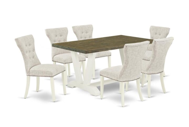 EAST WEST FURNITURE 7-PIECE KITCHEN TABLE SET 6 GORGEOUS PARSON DINING CHAIRS AND RECTANGULAR DINING TABLE