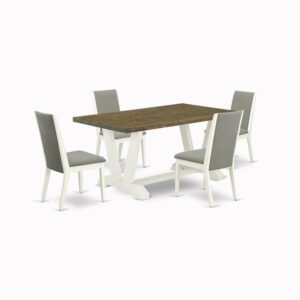 EAST WEST FURNITURE 5-PC KITCHEN TABLE SET WITH 4 KITCHEN PARSON CHAIRS AND RECTANGULAR WOOD TABLE