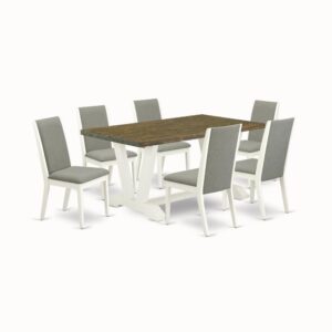 EAST WEST FURNITURE 7-PC DINING TABLE SET WITH 6 MODERN DINING CHAIRS AND RECTANGULAR WOOD TABLE